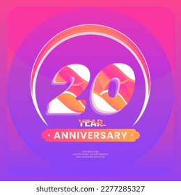 Number 20 vector logos for Anniversary Celebration Isolated on Violet background, Vector Design for Celebration, Invitation Card, and Greeting Card.