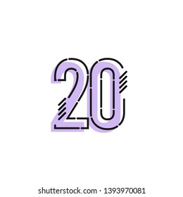 Number 20 Vector Template Design Illustration Design for Anniversary Celebration