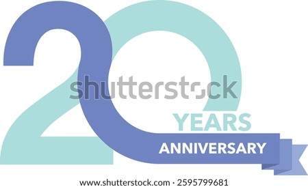 Number 20 years anniversary two color blue and light sky blue.
