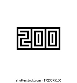 Number 200 icon design with black and white background. Vector illustration.