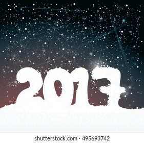 Number 2017 like snowman / Winter background