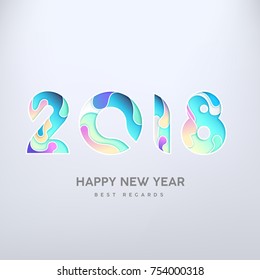 Number 2018 Happy New Year, Vector brochure design template. Cover of business annual diary or 2018 calendar, modern abstract background.