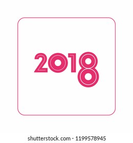 Number 2018 – minimalist isolated icon in pink. Icon minimalist for feminist poster, postcard, flyer. Isolated logo for feminist protest march in pink. Women power protest. Year 2018 minimalist icon.