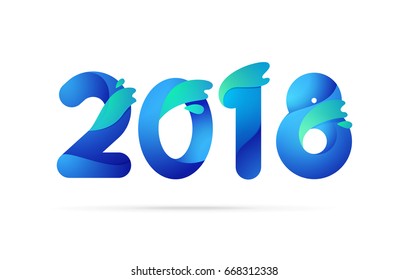 Número 2018 en estilo de forma de tendencia. Tipografía del diseño del calendario.