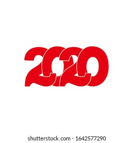 number 2020 linked curves flat overlapping design vector