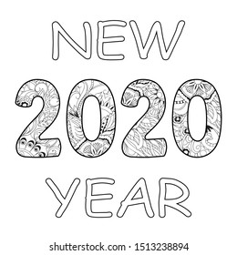 Set 2 Numbers 2020 Patterned Zentangle Stock Vector (Royalty Free ...