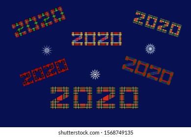 Number 2020, tartan design, New Year card