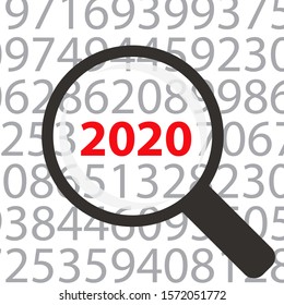 The number 2020 under a magnifying glass.