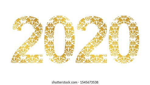 Number 2020 Year Patterned Floral Shapes Stock Vector (Royalty Free ...