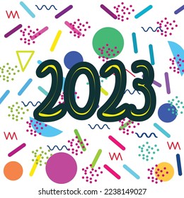 Number 2023 on memphis background