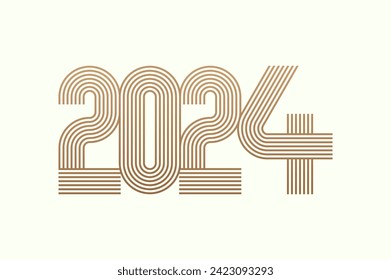 Logotipo número 2024, logotipo número de monograma 2024 estilo multilínea, utilizable para logotipos y aniversario de empresa, plantilla de logotipo de diseño plano, ilustración vectorial