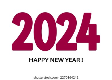 Number 2024 on a white background. 2024 logo text design. Design template. Festive typographic poster, banner or greeting card Happy New Year.