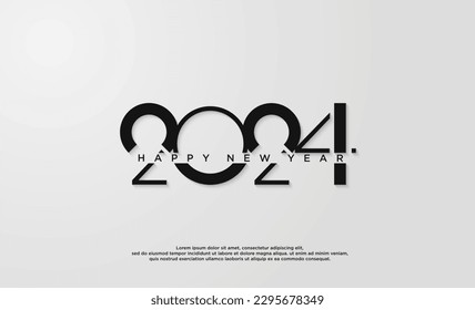 Number 2024 on a white background. 2024 logo text design. Celebration typography Poster design template, banner or greeting card for Happy new year.