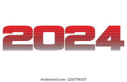 Number 2024 Vector Illustration. Red Number Two Thousand Twenty-Four Isolated On A White Background
