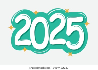 number 2025 doodle art for your happy new year 2025 vector eps 10