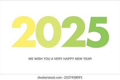 Número 2025 color monocromo verde, feliz año nuevo 2025 Plantilla de diseño de fondo de texto, feliz año nuevo 2025 Ilustración vectorial aislada sobre fondo blanco.