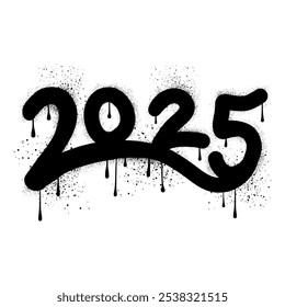  Número 2025 para feliz año nuevo con graffiti de pintura en aerosol negro