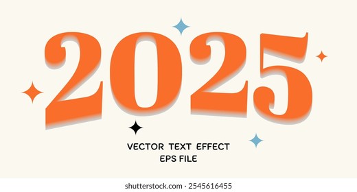 Number 2025 with twinkling stars, 2025 new year effect text.