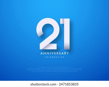 Number 21 design for anniversary celebrations, with unique and rare numbers. Charming premium vector design for posters, greetings, invitations and social media posts.