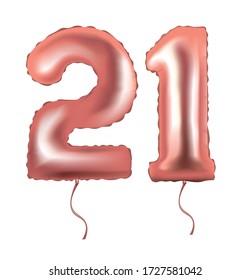 Number 21 foil balloon. vector illustration