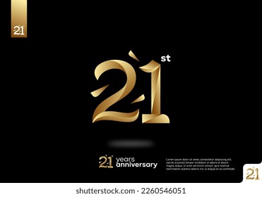 Nummer 21 Gold Logo Symbol Design, 21. Geburtstag Logo Nummer, 21. Jubiläum.