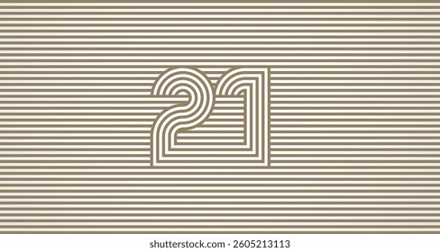 Number 21 logo design Inspiration, Number 21 logo multi line style that blends into the line background, flat design logo template, vector illustration