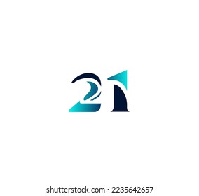 Elementos de plantilla de diseño del logotipo número 21. Logo de la letra digital abstracta moderna. Ilustración vectorial.
