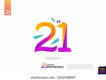 Number 21 logo icon design, 21st birthday logo number, 21st anniversary.
