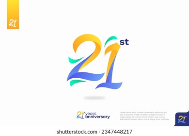 Number 21 logo icon design, 21st birthday logo number, anniversary 21