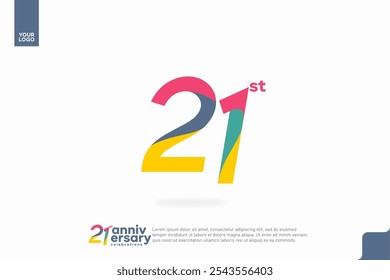 Número 21 diseño de icono de logotipo, número de logotipo de cumpleaños 21, aniversario 21