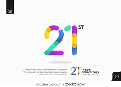 Number 21 logo icon design, 21st birthday logo number, anniversary 21