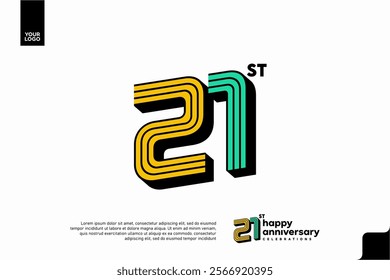 Number 21 logo icon design, 21st birthday logo number, anniversary 21