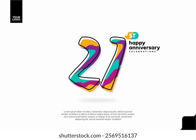 Number 21 logo icon design, 21st birthday logo number, anniversary 21