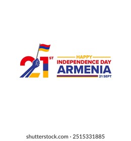 Number of 21st September Armanian Independence day, Armenia Independence day 21st of September, Armenia National Day, 21th Sep 2024, Armenia national flag country vector icon logo illustration layout