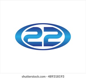 Number 22 blue oval logo template shiny
