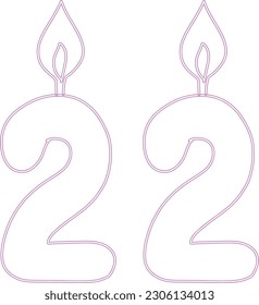 Number 22 with a candle.