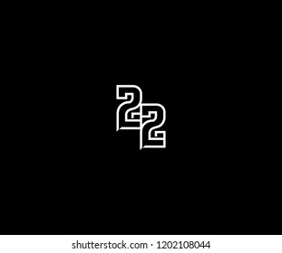 Number 22 Linked Monogram Minimalism Linear Logo