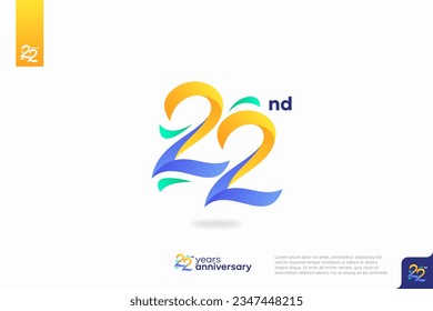 Number 22 logo icon design, 22nd birthday logo number, anniversary 22