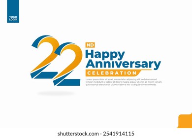 Number 22 logo icon design, 22nd birthday logo number, anniversary 22