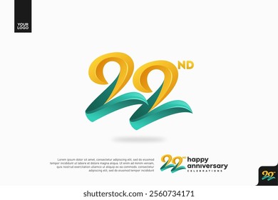 Number 22 logo icon design, 22nd birthday logo number, anniversary 22