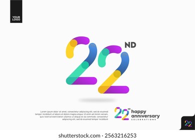 Number 22 logo icon design, 22nd birthday logo number, anniversary 22