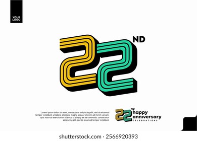 Number 22 logo icon design, 22nd birthday logo number, anniversary 22