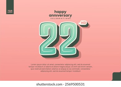 Number 22 logo icon design, 22nd birthday logo number, anniversary 22