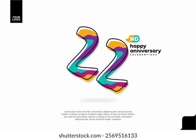 Number 22 logo icon design, 22nd birthday logo number, anniversary 22