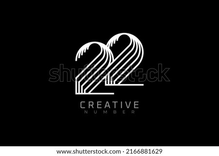 Number 22 Logo, modern and creative number 22 multi line style, usable for brand, anniversary and business logos, flat design logo template, vector illustration