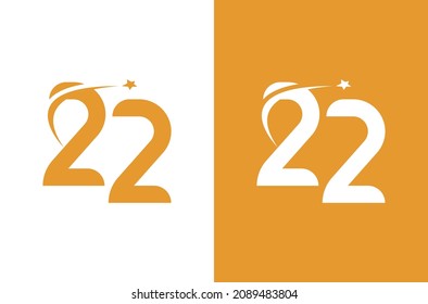 Number 22 logo with star concept. Logo for anniversary or vector element