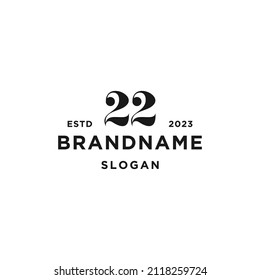 Number 22 Logo Vector Design Template