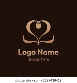 Number 22 Love Heart Minimalist Elegant Logo Design