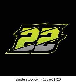 Number 22 racing design vector