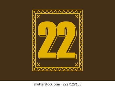 Number 22 in retro rectangle frame design
